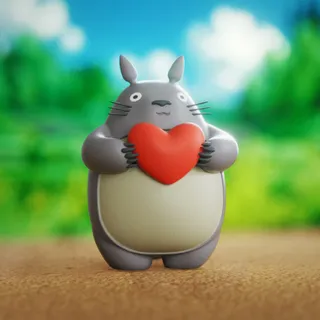 Cute totoro with a heart